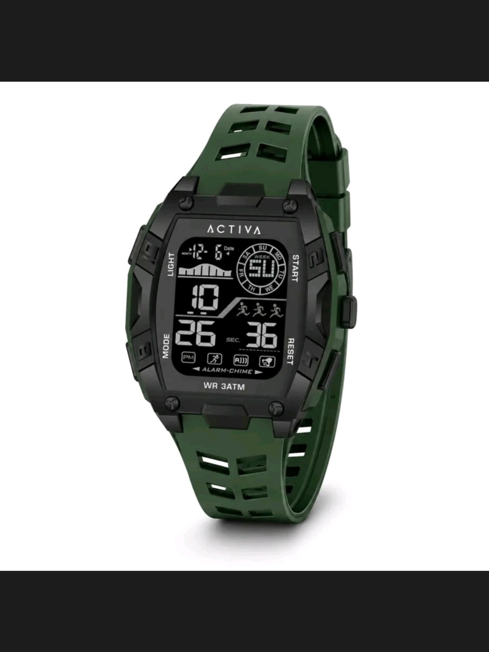Activa Green and Black Digital Sports Smartwatch 46mm